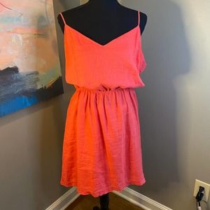 J. CREW FACTORY Orange Linen Blouson Sundress | Size XL